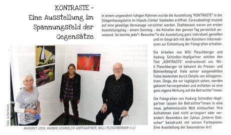 Pressebericht zur Ausstellung von Willi Pleschberger in der Galerie kultur.im.puls