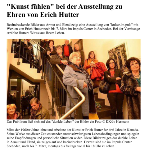 Pressebericht zur Ausstellung von Erich Hutter